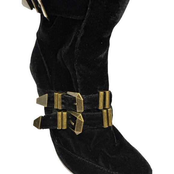 Jeffrey Campbell X LF Women's Boots Crushed Velvet Buckle Heel Black Bryce  8.5 - Picture 7 of 10